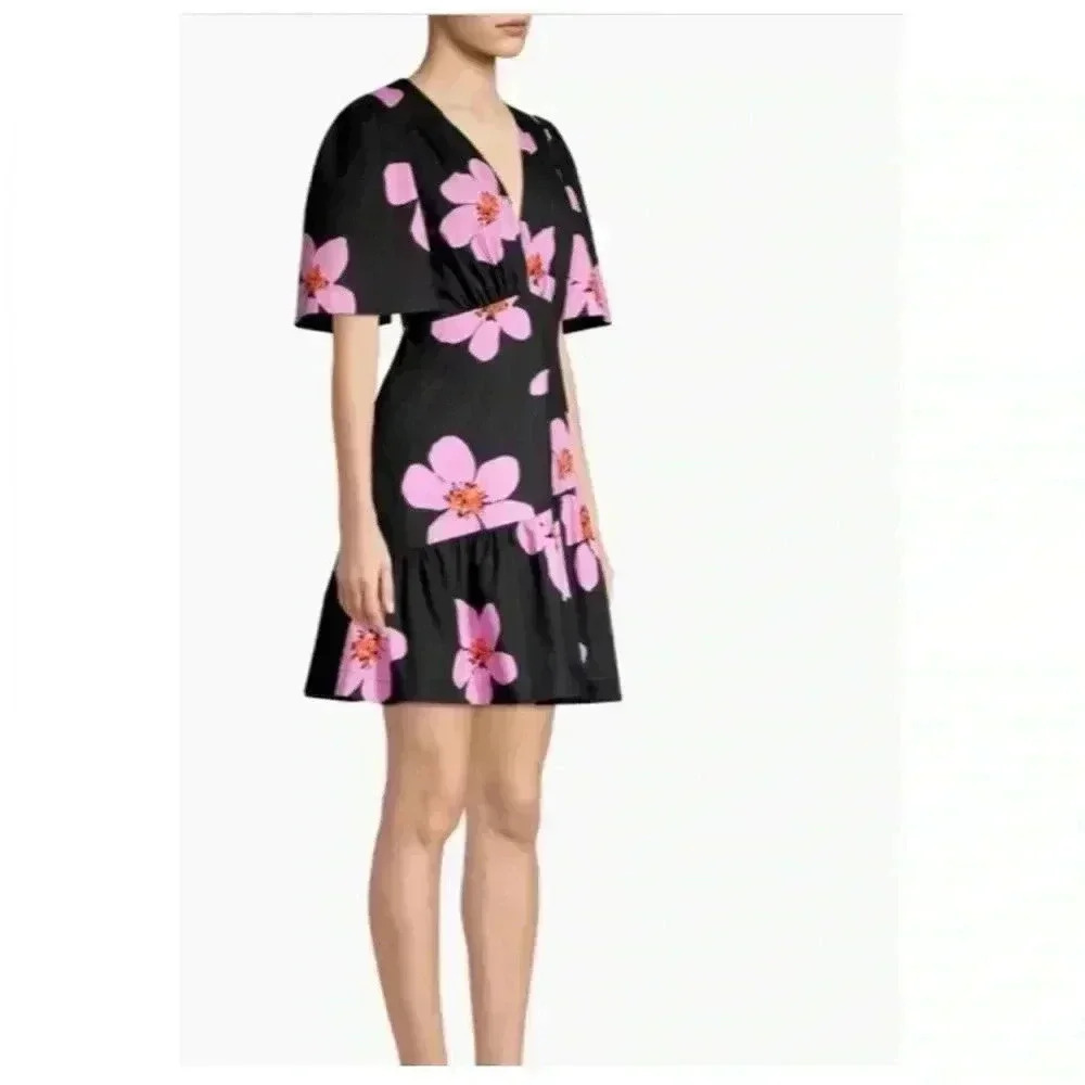 Kate Spade Grand Flora Womens Fit & Flare Dress Size‎ 2 Navy Pink Cotton - Picture 2 of 4